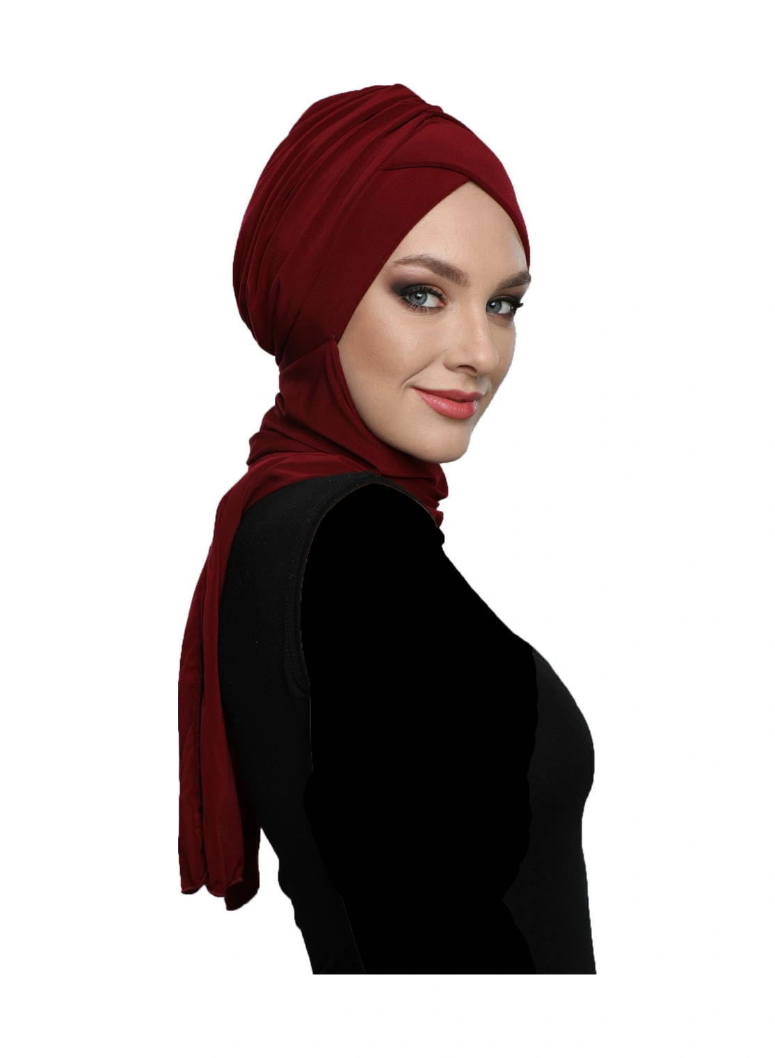 Kardelen Atkılı Astarlı Bordo Hazır Türban Tesettür Havuz Ve Dış Bone Bordo