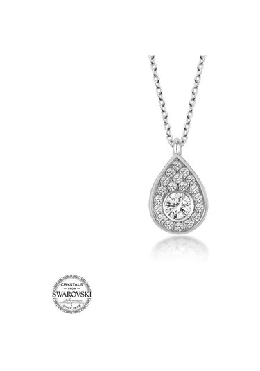 Swarovski Taşlı Gümüş Damla Tektaş Kadın Kolye (551181206)