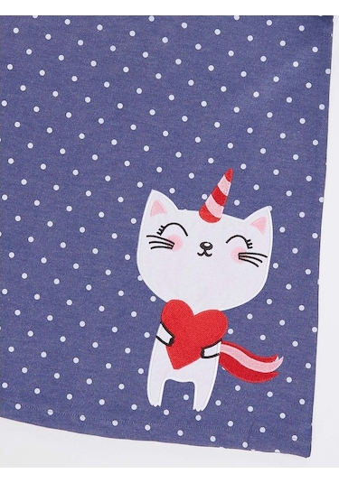 Denokids Kedicorn Kız Elbise Lacivert