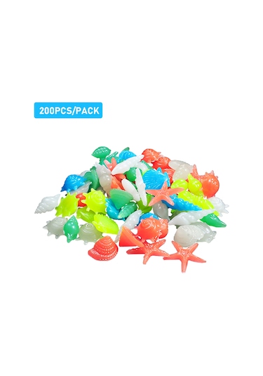 Ruicoo Akvaryum Işıklı Dekoratif Taşlar - Resin Malzeme, Gece Parlaklığı, 200 Adet/ Paket, Çeşitli Renkler
