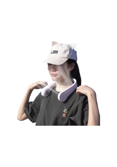 Kanatsız Halter Boyunlu Dijital Ekranlı Küçük Fan - Pembe