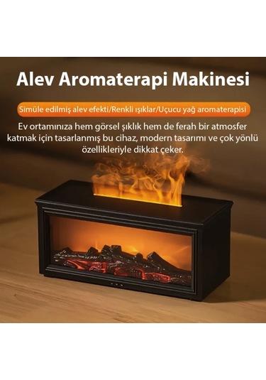 Şömine Efektli Alev Efektli Buhar Makinası Humidifer Çocuk Odası Yatak Odası İçin Dekoratif Soğuk Buhar Makinası