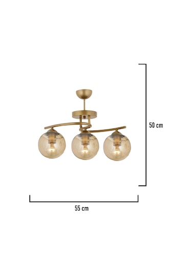 Elite 3 Başlıklı Eskitme Balon Camlı Salon Avize