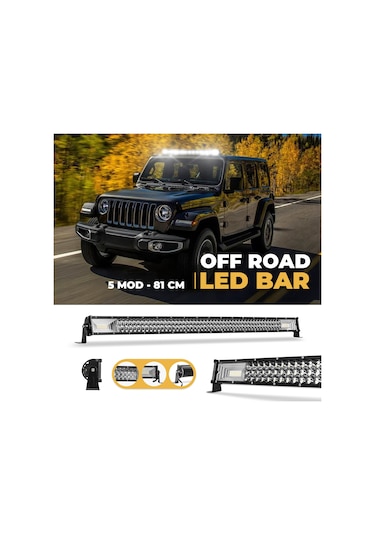 Off Road Led Bar 3 Sıra 81 Cm 405 Watt Beyaz Sarı 5 Mod