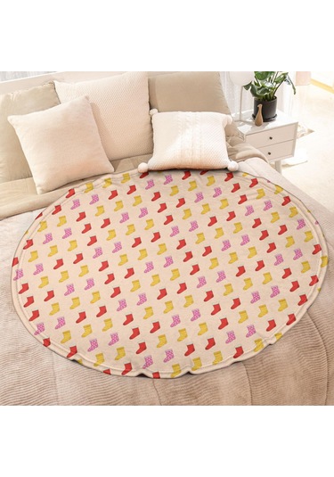 Noel Desenli 47 İnç Yuvarlak Flanel Battaniye, Yetişkin Ve Çocuk İçin, Yumuşak, Rahat Ve Hafif Noel Çorap Renkli