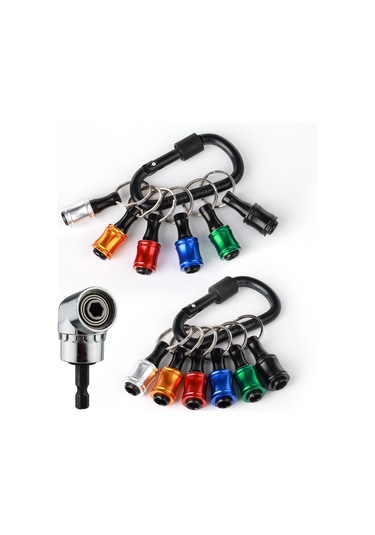 Padalink "6 Renkli Alüminyum Alaşımlı Anahtarlık Matkap Uzatma Çubuğu - 105 Açılı Dönüştürücü İle 2 Set "