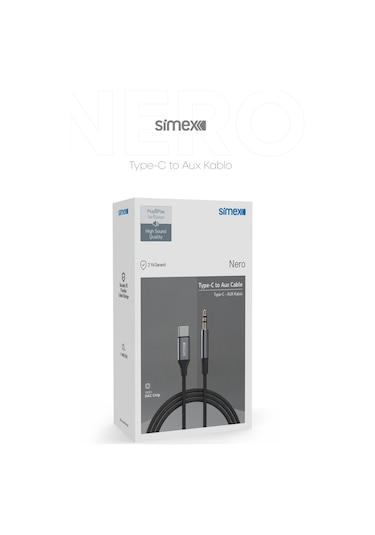 Simex Type C Dac Sa-02 Nero Kumaş Aux Kablosu Kumaş