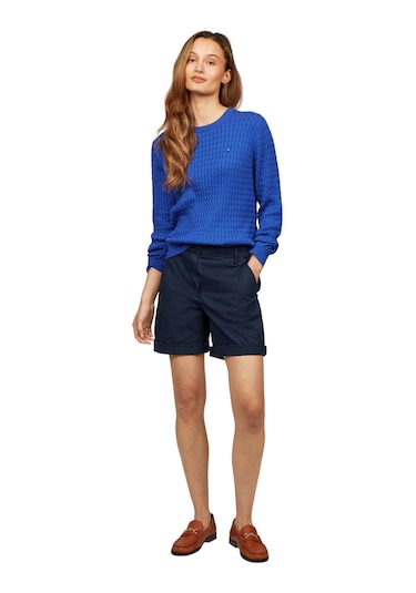 Tommy Hilfiger Co Blend Gmd Chıno Short Kadın Mavi Şort - Ww0ww42457 Mavi