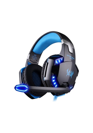 Kosona Kotıon Each G2000 Kablolu Oyun Kulaklığı, 50mm Sürücü, 360 Surround Ses, Gürültü Engelleme Mikrofon, Işıklı Tasarım, Siyah-mavi