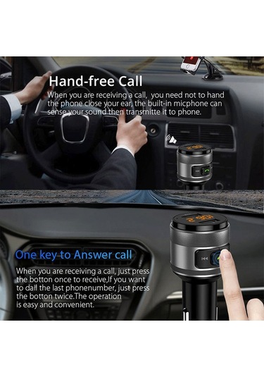 C57 Qc3.0 Kablosuz Fm Verici Hızlı Araç Şarj Cihazı Bluetooth 5.0 Eller Serbest Araç Modülatör Usb Flash Bellek Mp3 Çalar