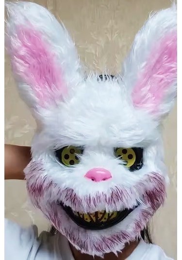 Beysüs Cadılar Bayramı Halloween Tüylü Tavşan Maskesi