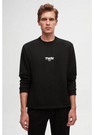Twn Relaxed Fit Baskılı Erkek Sweatshirt 2ECE25ORT2791 - Siyah