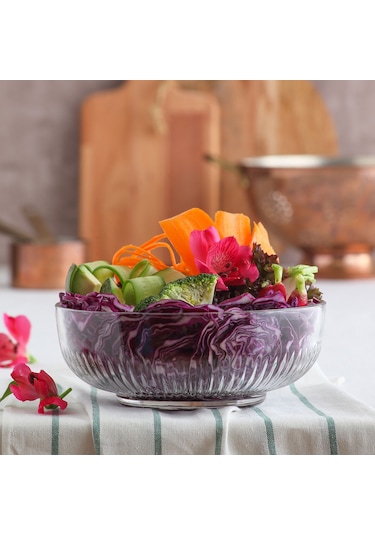 LAV Tokyo Cam Salata Kasesi Tekli Büyük Boy 1500 ml Yuvarlak (Sunum Kasesi , Hazırlık Kasesi)
