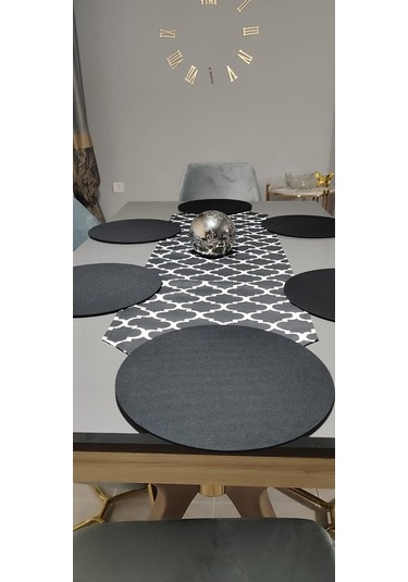 Y&S Home Tekstil Klasik Desenli Runner ve Supla Takımı 6'lı Siyah