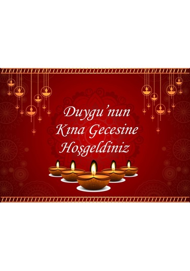 Kına Gecesi Mum Desenli Afiş Arka Plan Fon