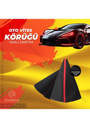 Honda Jazz Siyah Deri Özel Tasarım Kırmızı Şerit Vites Körüğü