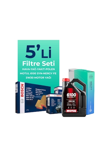 Bosch Volkswagen Passat 1.6 Dizel Filtre Bakım Seti Motul Motor Yağlı (2010-2014) 5 Li