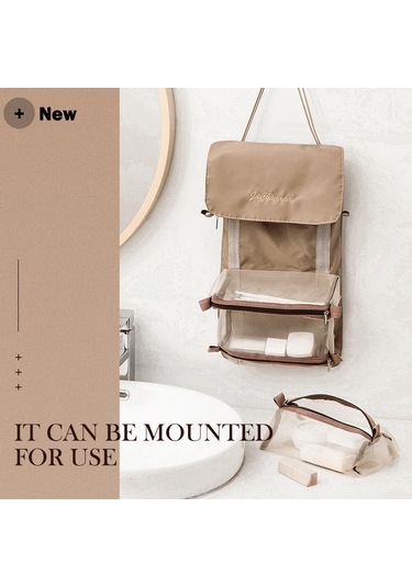 4'lü Kadın Kozmetik Çantası, Fermuarlı, Ayrılabilir, Katlanabilir, Makyaj Fırça Çantası 6