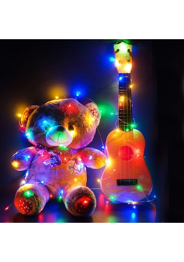 Yuntech01 10m 100 Led Renkli Dış Mekan Işık Zinciri, 8 Fonksiyonlu Pillerle Çalışır, Bahçe, Bahçe, Bayram Dekorasyonu Için Uygundur Diğer