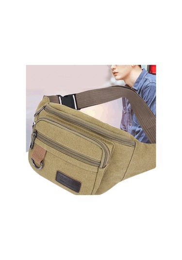 Göğüs Çantası Kanvas Bel Çantası Kadın Erkek Kemer Çantası Moda Haki