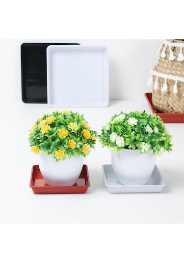 Kırmızı Kapalı Kare Açık Günlük Saksı Tepsisi Damlama Tepsisi Ekici Tepsi Bahçe Malzemeleri 25.6 X 25.6cm