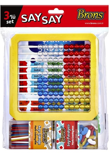 Brons 3'lü Say Say Set Mihsap, Sayı Çubuğu Ve Sayı Fasulyesi