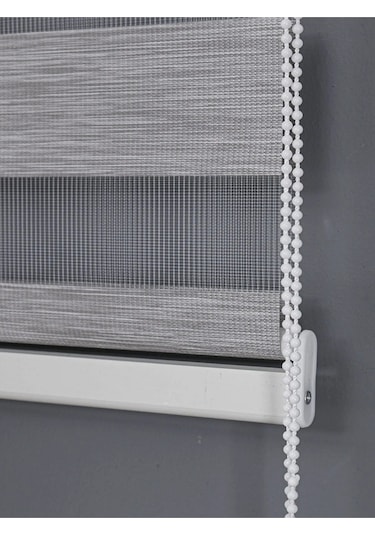 Ithal Kalın Gri Zebra Stor Güneşlik Perde Etek Düz Alüminyum Kasa Metal Ayak