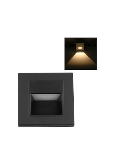 Hangfox Gömülü Led Merdiven Işığı 1.5w 3000k Sıcak Beyaz Sabit Aydınlatma Abs Akrilik Merdiven Koridor Aydınlatıcısı Siyah 85-220v Siyah