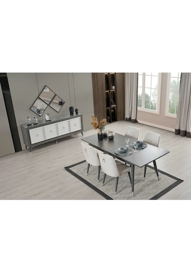 Marian Yemek Odası Takımı Yemek Masası + 4 Adet Sandalye Beyaz