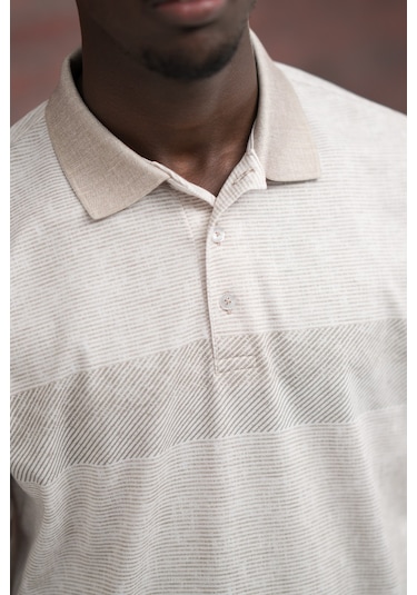 Advante Regular Fit Likralı Çizgili Polo Yaka T-shirt Kahverengi
