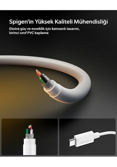 Spigen Essential 2m Usb-c To Usb-c 60w Kablo Aca08719 Beyaz