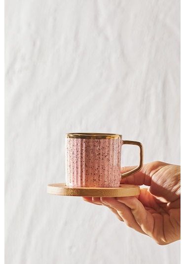 Karaca  Bambu Tepsili 6 Kişilik Renkli Kahve Fincan Takımı 90 ml