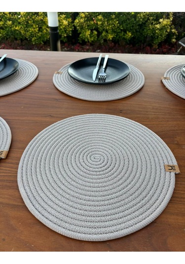 6 Lı Yuvarlak Supla Takımı Kolay Temizlenebilir, Modern Sofralar İçin Bej