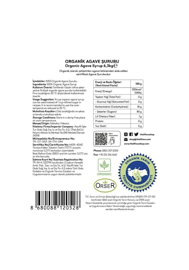 TheLifeCo Organik Agave Şurubu 6300 g