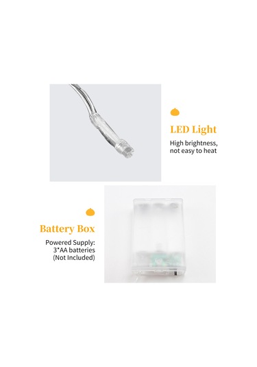 Gajeena Halloween Dekorasyon Gülümseme Kabak Led Işık Zinciri 6m 40 Işıklı Parıltılı 3 Pil Tipi Pil Yok