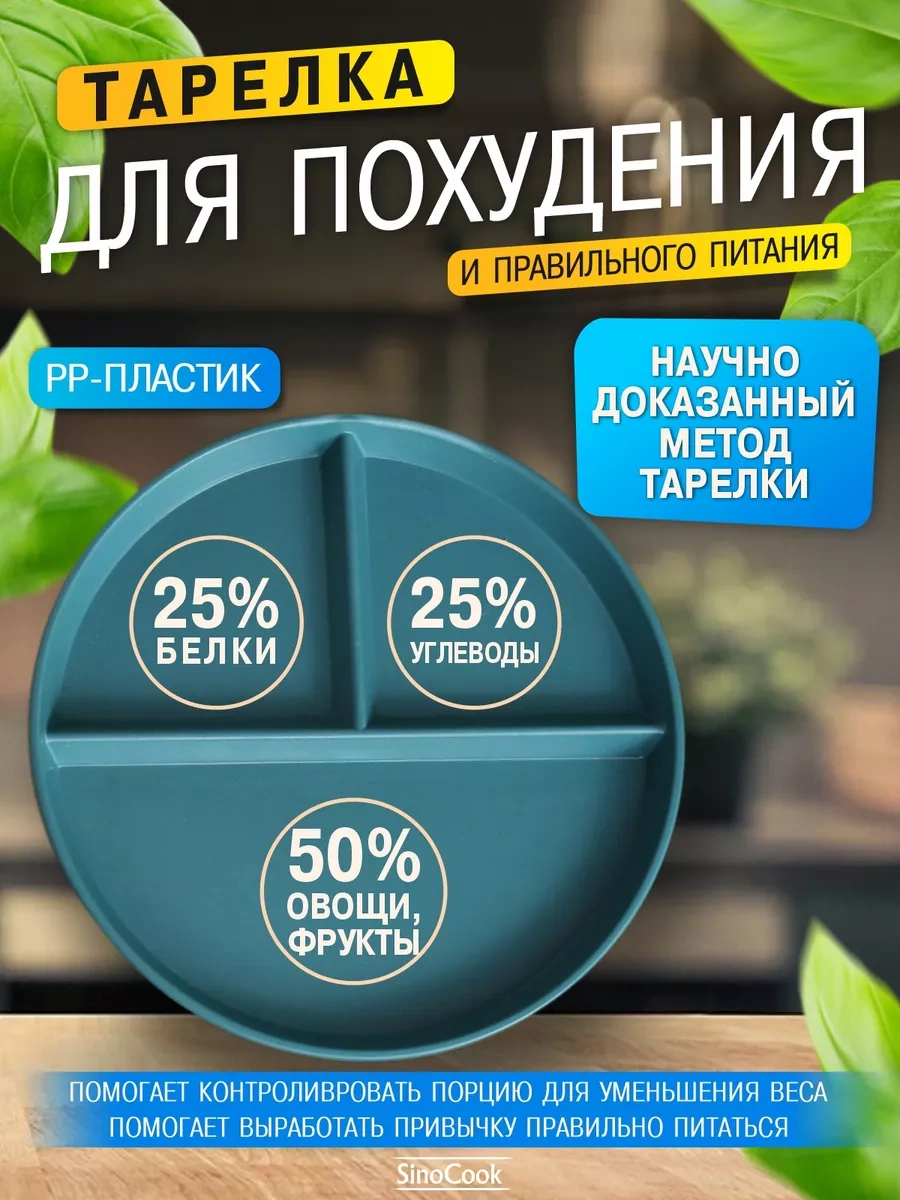 Sinocook Turkuaz Sağlıklı Beslenme İçin Bölmeli Zayıflama Tabakı 183326075 Turkuaz