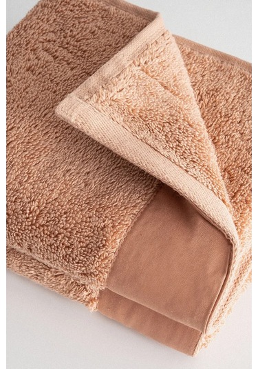 Ecocotton Pure Cotton Kahverengi Bez Bordürlü %100 Organik Pamuk 2'li El Havlusu Seti - 30 50 Cm Kahverengi