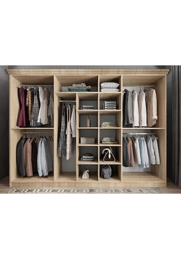 Datça Membran 7 Kapaklı Gardırop Montaj Dahil Meşe Beyaz 280 Cm
