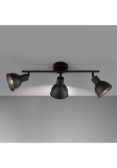 Rsylight Retro Siyah Dekoratif Rustik 180 Derece Hareketli Modern Spor 3 Lü Avize Siyah