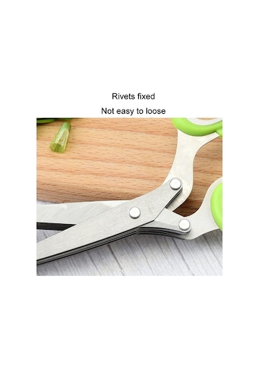 Pazly Cbtx 5 Katlı Sebze Makası, Ofis Parçalama Makası, Paslanmaz Çelik Yeşil Gri Gri - Yeşil