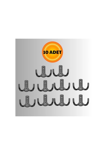 Noktalı Metal Askı Şık Portmanto Askılık Dolap Mobilya Askısı Vidalar Dahil 10 Adet Siyah