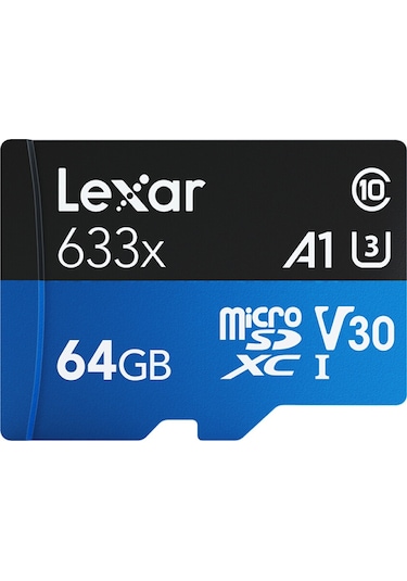 Wezone Lexar 633x 64gb Microsd Kartı, U3 V30 A1 Sınıf 10, 95mb/s Okuma Hızı, Yüksek Hızlı Hafıza Kartı