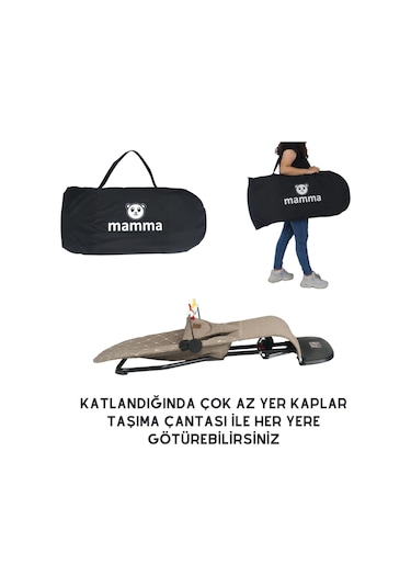 Mamma Smile Cotton Sallanır Üç Kademeli Ana Kucağı Oyuncak Aparatı Ve Seyahat Çantası Kahverengi