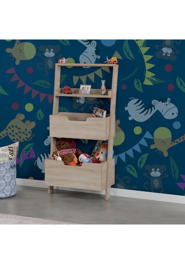 Pasifichome Low Oyuncak Montessori Raflı Kitaplık&Oyuncak Dolabı Açık Meşe