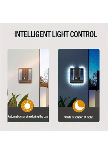 Elmpaly 1 Nolu Solar Duvar Lambası 120 İnsan Sensörlü Katlanır 3 Aydınlatma Modlu Bahçe Garaj Aydınlatma Altın