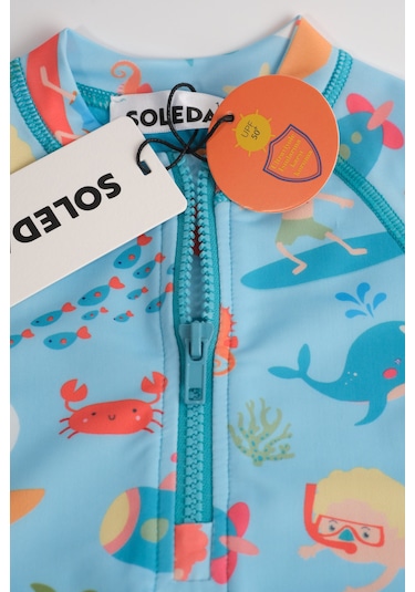 Soleda UV Korumalı UPF 50+ Bebek Çocuk Mayosu Journey Under The Sea Mavi