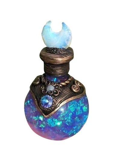 Novahub Mavi İksir Şişesi Büyüleyici Kristal İksir Ev İçin Hava Koşullarına Dayanıklı Reçine Sahte Dekor