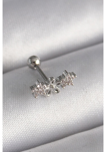 316l Çelik Gümüş Renk Zirkon Taşlı Çiçek Tragus Piercing 35884113