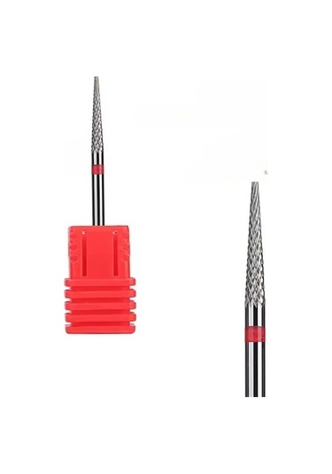 Manikür Çıkarma Çelik Törpü Ucu Sivri Koni Kırmızı 007