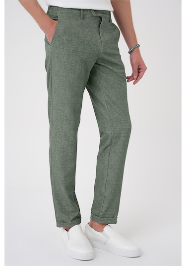 Efor Comfort Fit Kırçıllı Beli Lastikli Yeşil Jogger Pantolon P 1176 Yeşil